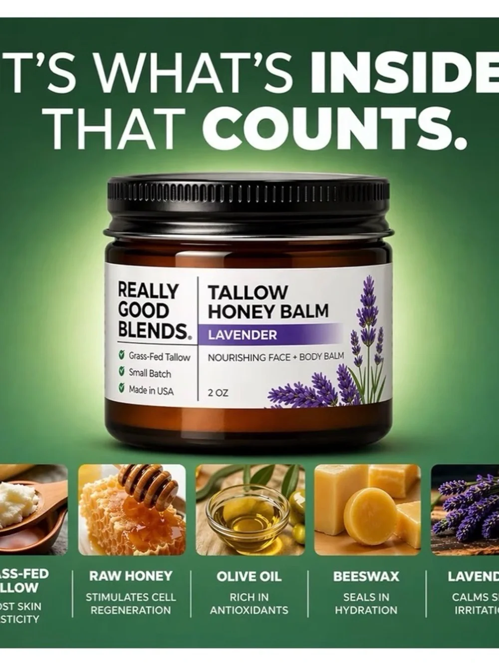 Tallow Honey Balm Lavender Nourishing Face & Body Balm